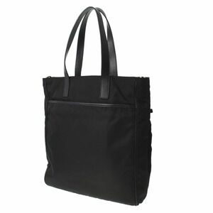 Prada Shoulder Black Leather Nylon Tote Bag